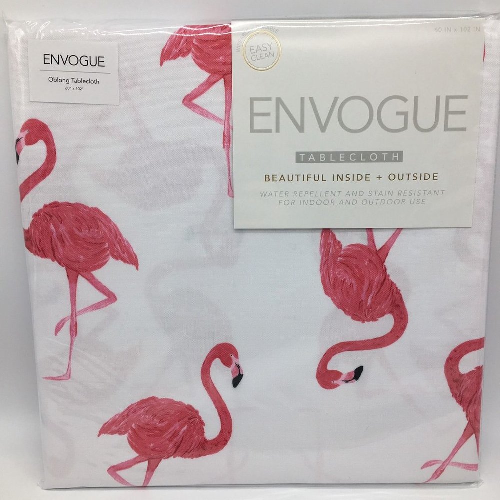 ENVOGUE Large Hot Pink Flamingo Tablecloth 60x102 Indoor Outdoor Summer Tropical